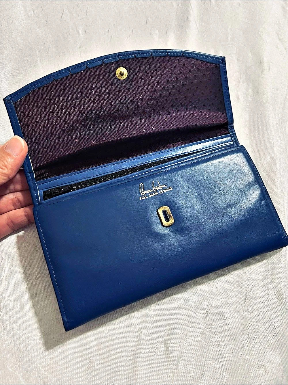 Prince Gardner Full Grain Cowhide Blue Leather Frame Wallet